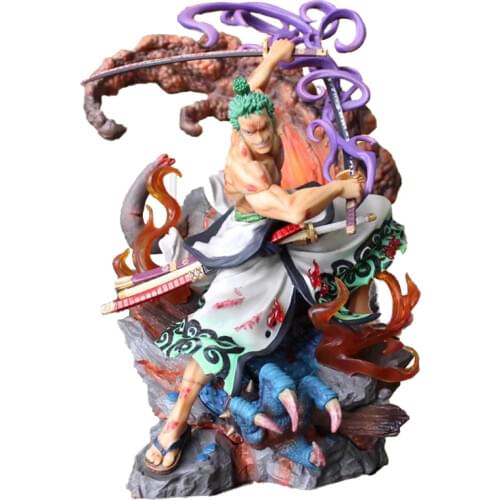 One Piece GK Kimono Roronoa Zoro Santoryu Battle Ghost Island Statue 38CM PVC Action Figure Desktop Collection Model Toy Figma