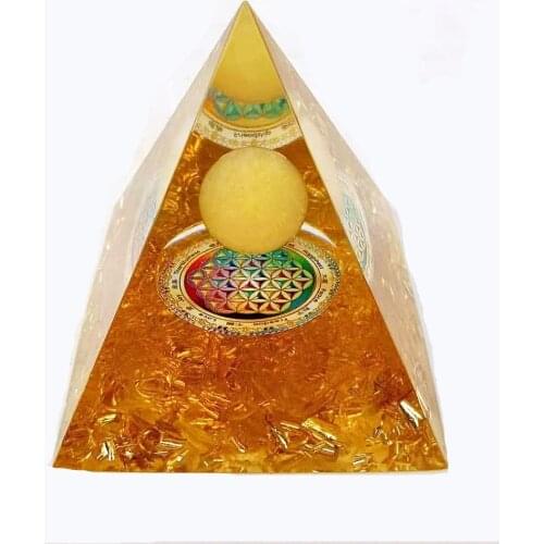 Crystal Ornament Decoration Home Furnishing Table Totem Resin Flower of Life Exorcise Evil spirits Crushed Stone Pyramid