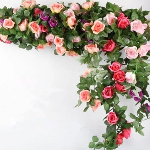 180/220/230CM Rose Artificial Flowers Christmas Garland for Wedding Home Room Decoration Spring Autumn Garden Arch DIY decor