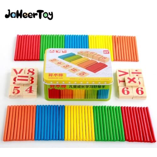 JaheerToy Arithmetic Toys for Kids Count the Stick Wooden Toys Iron Box Package Mathematical Operation 3-4-5-6-7-8 Years
