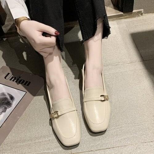 British-style Small Leather Shoes for Spring 2021 with A Matching Square Toe and A Mid-heel Shoe Women Shoes