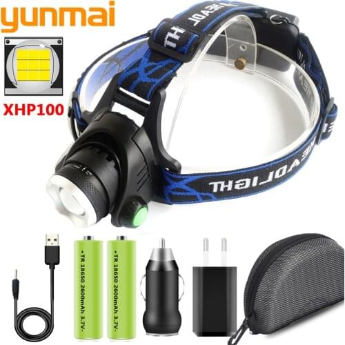 800000LM Powerful XHP100 9-core 4 Colors Led Headlamp USB Rechargeable Zoomable Aluminum Head Lamp for Camping Light Headlight