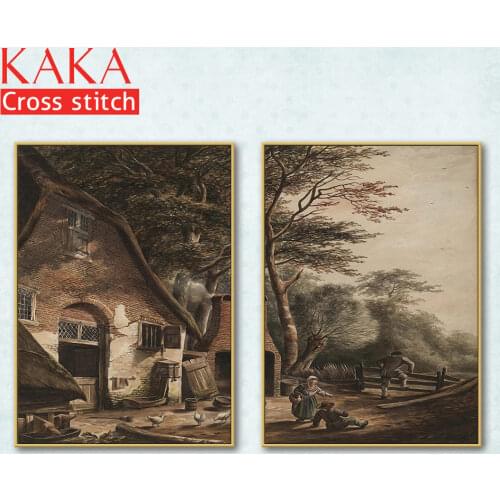 Cross stitch kits,Embroidery needlework sets with printed pattern,11CT-canvas for Home Decor Painting,Landscape Full NCKS076