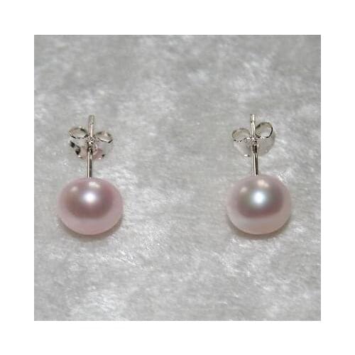 New Favorite Pearl Pinkish White 6mm Freshwater Pearl Stud Earrings S925 Sterling Silver Jewelry Fine Wedding Party Lady Gift