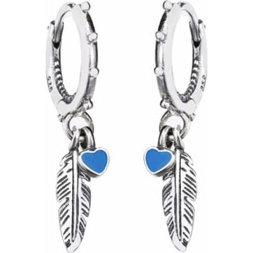 New Arrival High Quality Popular 925 Sterling Silver Spiritual Feathers Hoop Earrings for Women Fine Jewelry