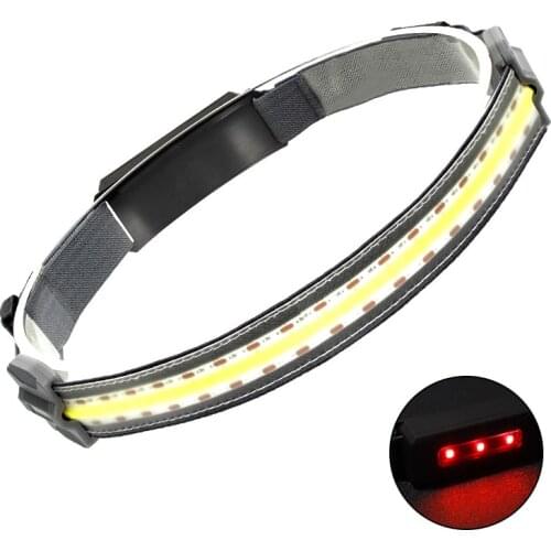 Rechargeable Mini 10*COB Warm White LED Headlamp Strip Camping Headlight Red Rear Tail Light Running Head Lamp for Fishing