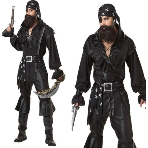 Jack Sparrow Pirate Costume Adult Cosplay Fancy Dress Carnival Captain Pirates Caribbean Halloween Party Costume