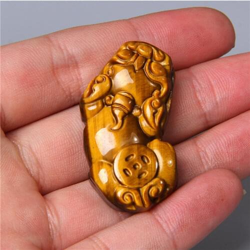 Natural tigers eye carved pendant, mens womens buddha head insect brave wealth pixiu necklace pendant for jewelry making gift