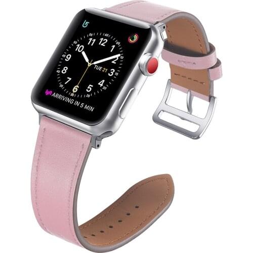 Womens Genuine Leather Strap for Apple Watch 44mm 40mm 42mm 38mm Bands Bracelet iWatch Series 6 SE 5 4 3 2 Wristband Replacement