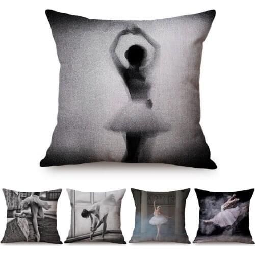 Ballet Dancer Nordic Luxury Elegant Dance Art Vintage Design Cushion Cover Cotton Linen Home Decorative Sofa Throw Pillow Cover