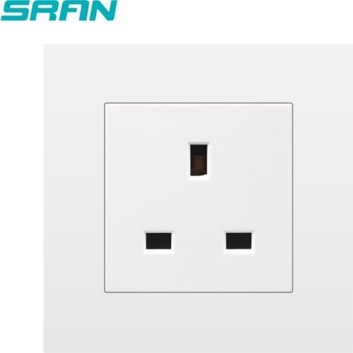 SRAN 13a British power socket,new flame retardant PC panel 86mm *86mm white/black/gold/sliver wall socket uk