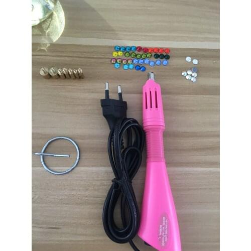 EU plug purple/pink/white 7 Tips 5 Seconds Fast Heated! Iron-on Hot Fix Rhinestone Applicator Wand Heat-fix Tool Free Ship