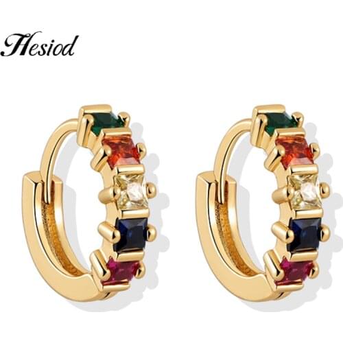 Rainbow AAA Zircon Hoop Earrings For Women Trendy Colorful Crystal Small Circle Huggie Earring Wedding Jewelry Copper Brincos