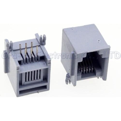 10pcs RJ11 6P6C Modular Telephone Adaptors Connectors Jack RJ11 telephone female socket 90 degrees