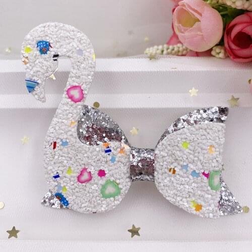 2PCS Felt Fabric Rainbow Glitter Handmade LOVE Swan Applique Wedding DIY Sewing Patch Hair Bow Accessories DIY Craft Supplies