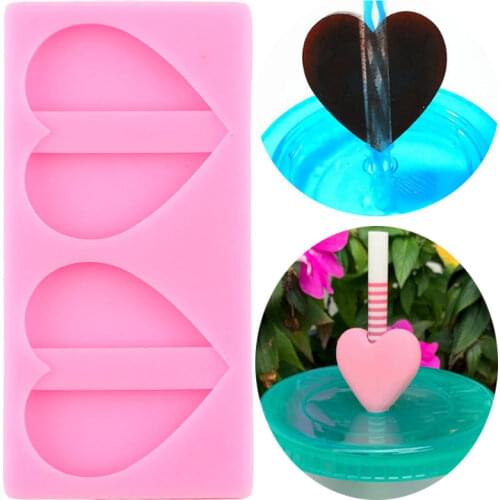 3D Heart Shape Straw Topper Silicone Mold Candy Chocolate Fondant Cake Decorating Tools DIY Craft Keychain Epoxy Resin Moulds