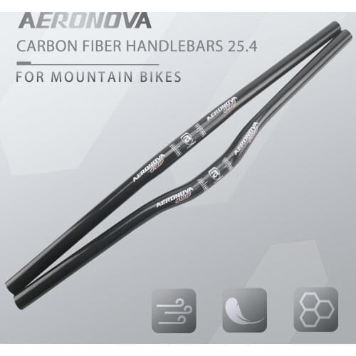 AERONOVA Bicycle Horizontal Handlebar Carbon Handlebars MTB 25.1 - 26.5 Full Carbon Fiber Riser/Flat 25.4 Bike Bicycle Handlebar