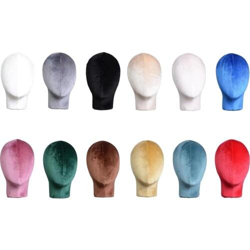 Velvet Head for Wigs Hats Glasses Dispaly Head Mannequin Head Base with mounting hole easy to fit with the most clamp