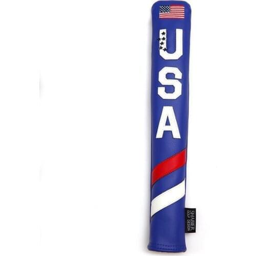 Blue PU Leather USA Star Strips Golf Alignment Stick Cover Case Holder