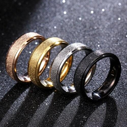 Classic Simple Matte Narrow/Wide Ring Titanium Steel for Women Trendy Tail Ring Rose Gold/Silver Color Wedding Band Jewelry Gift