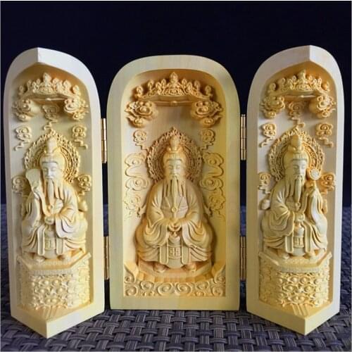 Creative Buddha statue solid wood three open small Buddha statue home decoration accessories craft gift statue free shipping