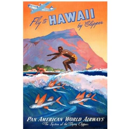 Lot style Choose Pan Am Airlines Travel By Clipper Caribbean Art print Silk poster Home Wall Decor