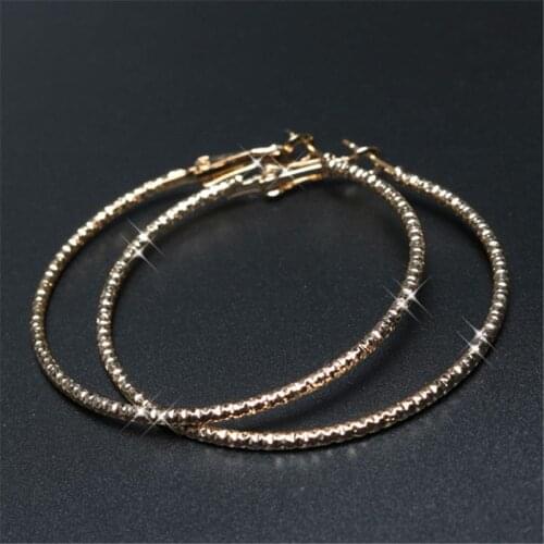 Fashion Dia 50mm Gold Color Elegant Geometric Shape Metal Big Circle Smooth Large Big Round Hoop Earings For Women Sexy Jewelry