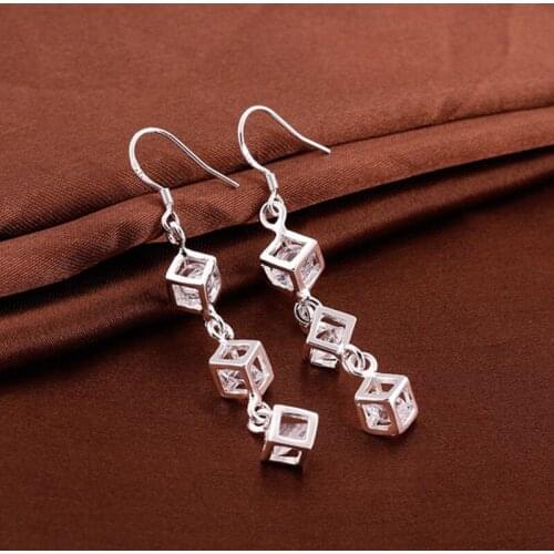 Fashion jewelry Earring For Women, Plated Earrings White Stone Earrings E206 /OMGFRCCE TQSEMERT silver color