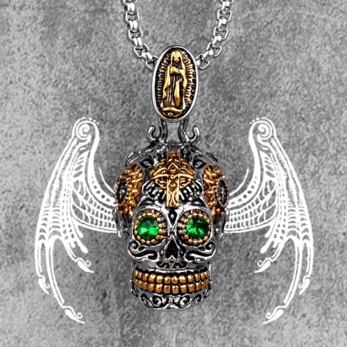 Steampunk Skull Cross Gothic Men Necklaces Pendants Chain for Boyfriend Male Stainless Steel Jewelry Creativity Gift Wholesale