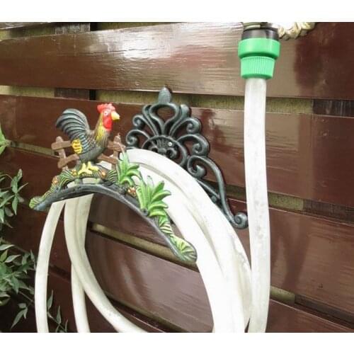 Water Hose Holder for Garden and Cottage Country Cock Wall Mounted Cast Iron Hose Hanger Storage Stand Metal Decoration Vintage