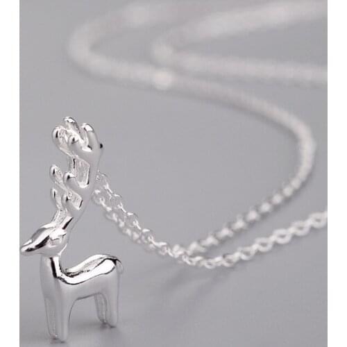 Real 925 Sterling Silver Milu deer Pendant Necklaces Minimalist Fine Jewelry For Women Party Accessories