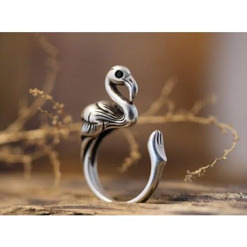 Newest Listed Retro Flamingo Ring Bird Nature Theme Jewelry Adjustable Free Size Gift idea