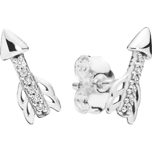 New Sparkling Arrows Stud Earrings Clear CZ Fashion Personality Fun Brand Earrings for Woman Valentines Day Jewelry Gift