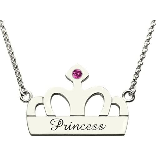 Personalized Name Crown Necklace Dainty Chocker Gift Idea for Little Girl Custom Engraving Letter Necklace 925 Sterling Silver