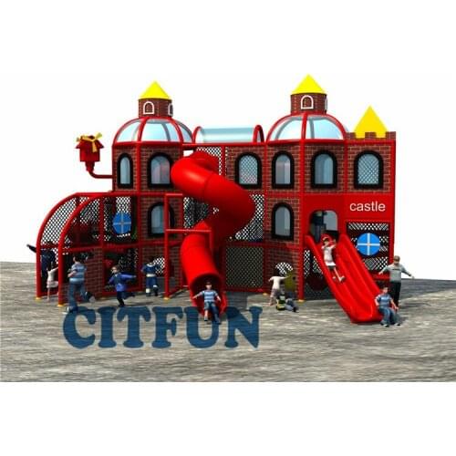 Customized New Design Luxury Castle Playground with big tube slide;Children Amusement Park game areas IP-030C