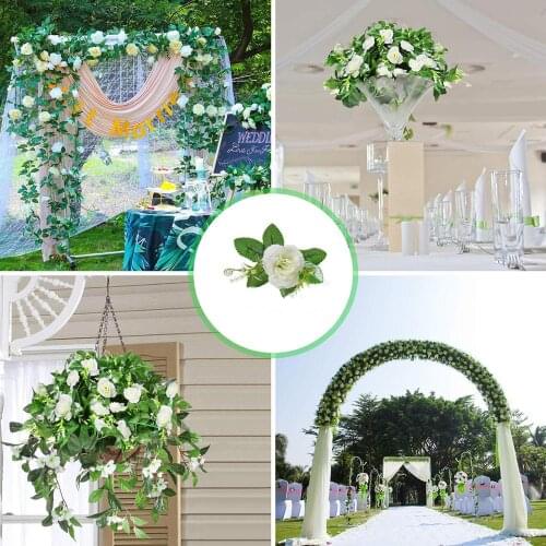 Rose Plants Flowers Artificial Garland Wedding Flower Wall Decoration Fake Hanging Decorative Roses Vine Plants Leaves