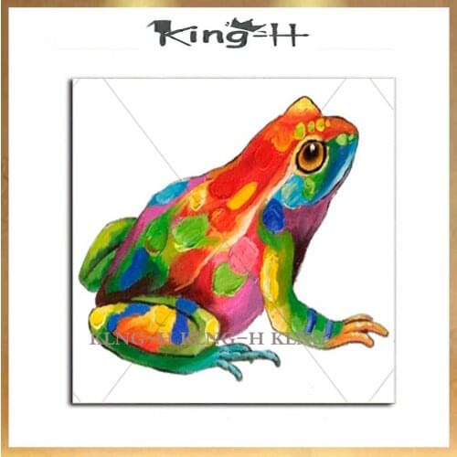 Hand draw colorful knife frog oil painting cartoon animals from the abstract drawing children bedroom space office coffee restau