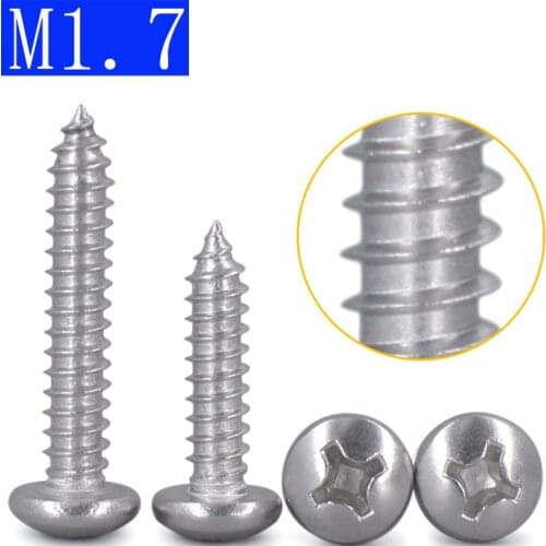 M1.7 304 Stainless Steel Phillips Cross Recessed PAN Head Self Tapping Screws DIN 7981