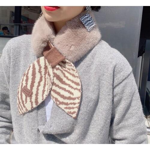 Scarf Women Knit Wool Printing Shawl Knitted Men Autumn Winter Korean Double-Sided Cross Warm Cute Soft Variety Houndstooth
