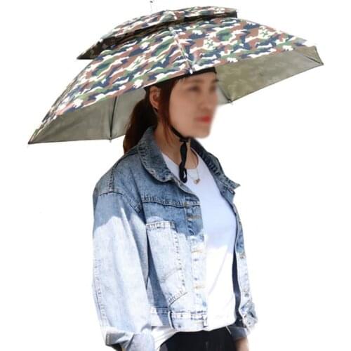 Foldable Fishing Caps 77cm Sunscreen Head Umbrella Hat Anti-Rain Anti-UV Outdoor Sports Weeding Hiking Beach Tackle Rain Gear