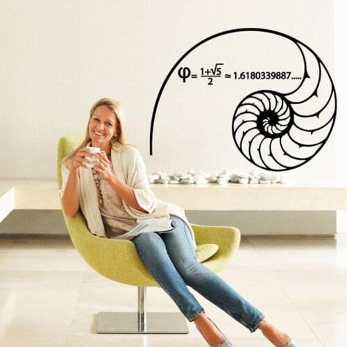 Fibonacci Spiral Golden Ratio 1.618... Wall Decals Science For Wall Math Decals, Mathematics Vinyl Sticker Science Gifts E493