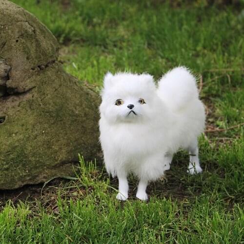 Super Cute Plush Toy Pomeranian Dog Full Hand Made Simulation of White Pomeranian Dog for Holiday Birthday Gift