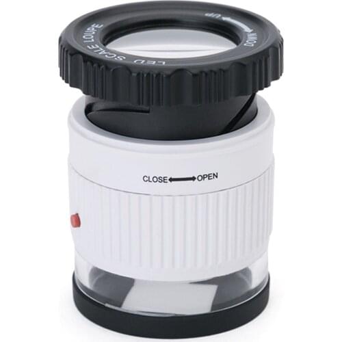 LED Scale Loupe 30X Magnification Magnifier Cylinder Type Mirror with Scale Reading Mirror Jewelry Magnifier with 3 LED Lights