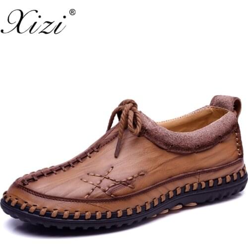 XIZI Men 100% Genuine Leather Fashion Casual Shoes Handmade Winter High Quality Men Flats Shoes Zapatos Hombre male loafers shoe