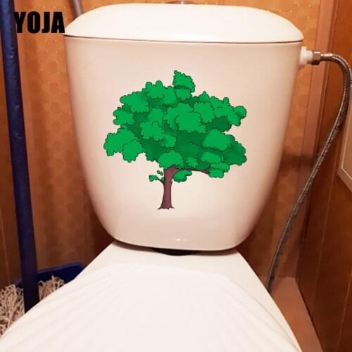 YOJA 21.3X20.8CM Cartoon Green Tree Fresh Plant WC Toilet Decor Home Kids Room Wall Sticker T1-1345