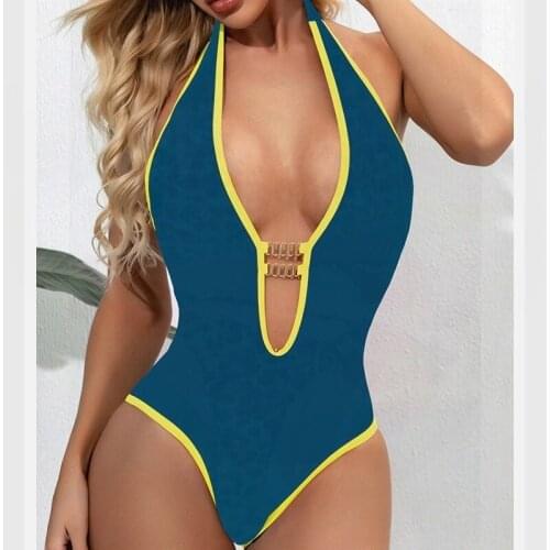 Sexy Bikini String Swimwear Push Up One Piece Swimsuit Bathing Suit Biquini Neon Swimming Suit for Women Maillot De Bain Femme