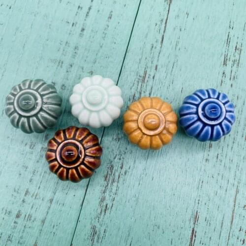 1pcs Rural Pumpkin Style Assorted Ceramic Knobs for Cabinet Dresser Drawers Handles Ceramic Cabinet Pulls Perillas Buttons