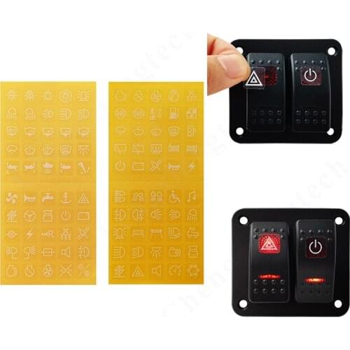 2 Sheets Of Clear Switch Stickers For Car Boat Truck Instrument Rocker Push Switch Panels Decor, Led Backlit 100 Labels