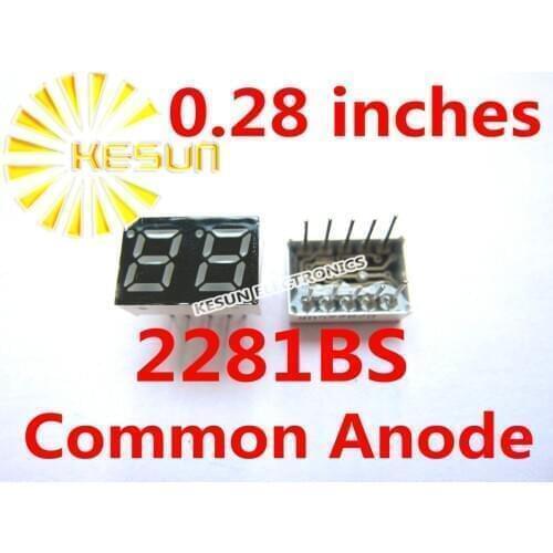 FREE SHIPPING 20PCS x 0.28 inches Red Common Anode/Cathode 2 Digital Tube 2281BS 2281AS LED Display Module Light Beads