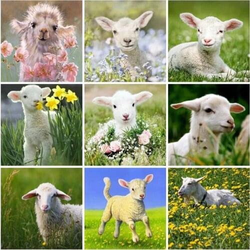 3D Diamond Embroidery Animal Cross Stitch 5D Diy Diamond Painting Full Square Sheep Picture Of Rhinestones Wall Decor Gift
